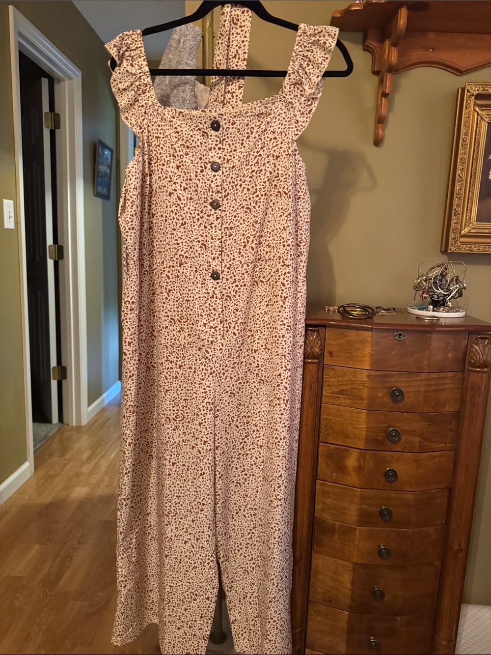 SHEIN Pink Beige Speckled Wide-Leg Jumpsuit